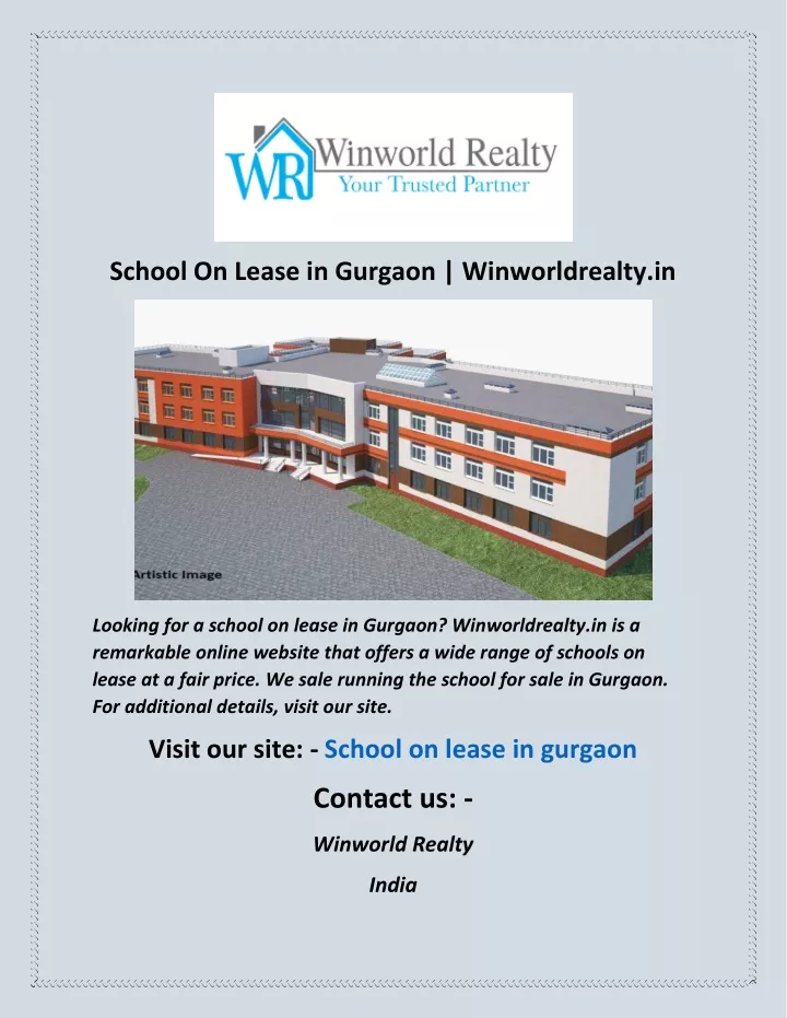 school on lease in gurgaon winworldrealty in