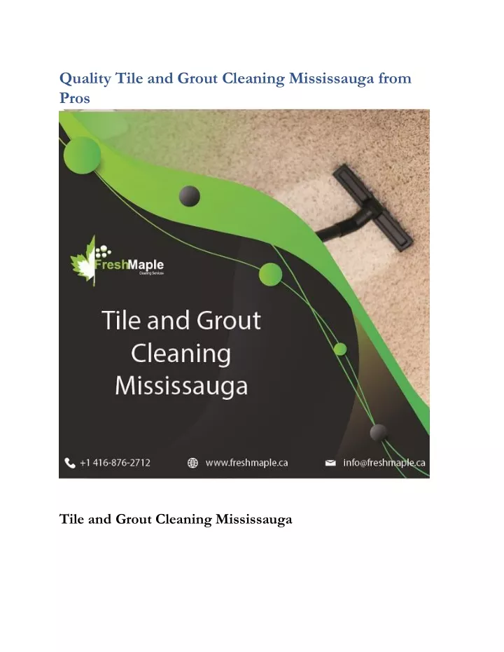 quality tile and grout cleaning mississauga from