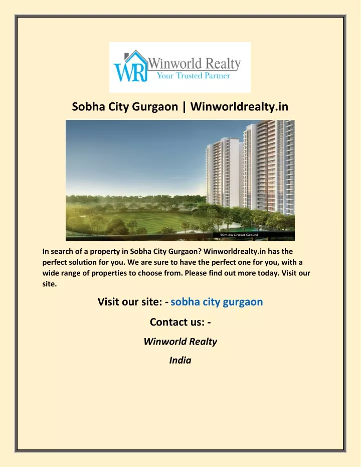 sobha city gurgaon winworldrealty in