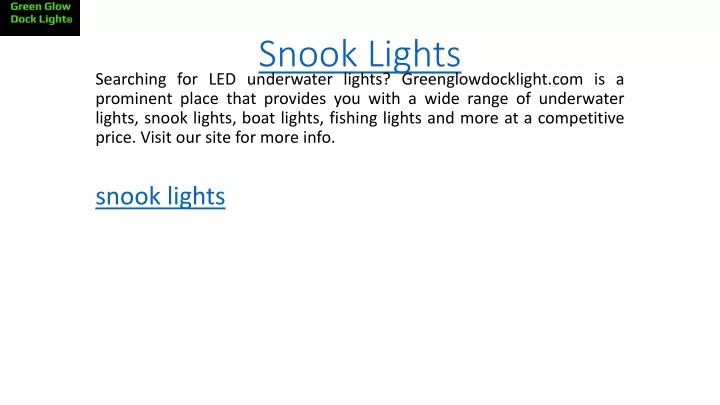 snook lights