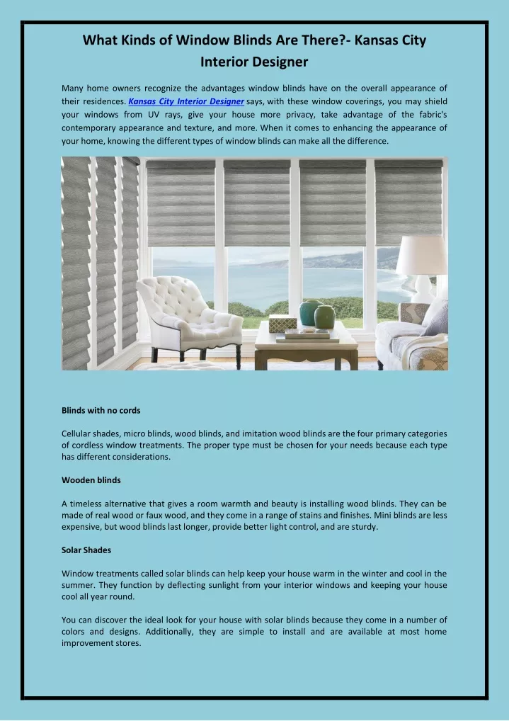 what kinds of window blinds are there kansas city