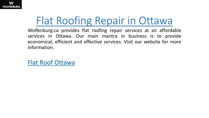 flat roofing repair in ottawa