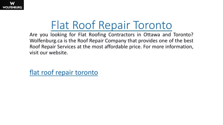 flat roof repair toronto