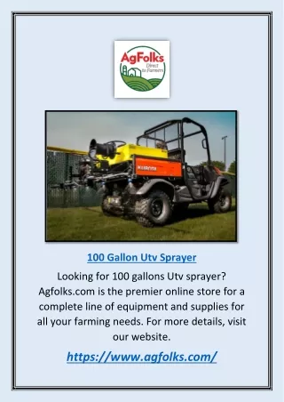 100 Gallon Utv Sprayer | Agfolks.com