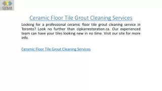 Ceramic Floor Tile Grout Cleaning Services  Cipkarrestoration.ca