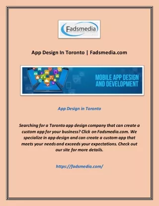 App Design In Toronto | Fadsmedia.com