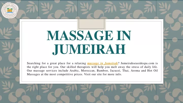 massage in jumeirah