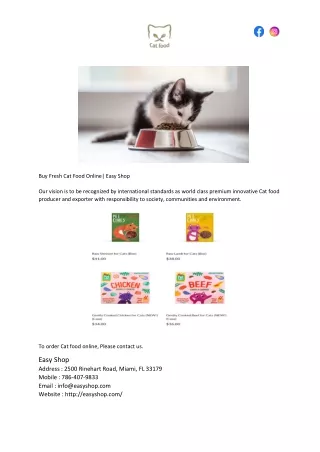 Buy Fresh Cat Food Online| Easy Shop
