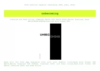 Free download [epub]$$ unbecoming [PDF  mobi  ePub]