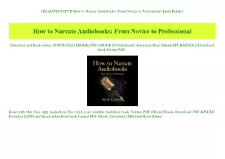 [READ PDF] EPUB How to Narrate Audiobooks From Novice to Professional (Epub Kindle)