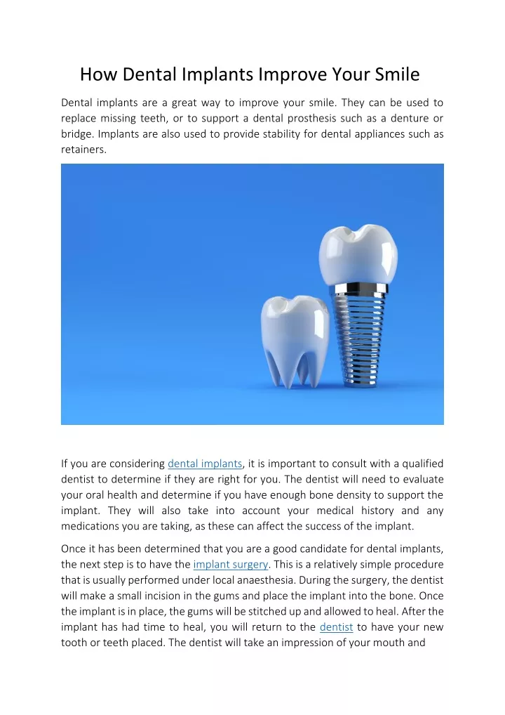 how dental implants improve your smile