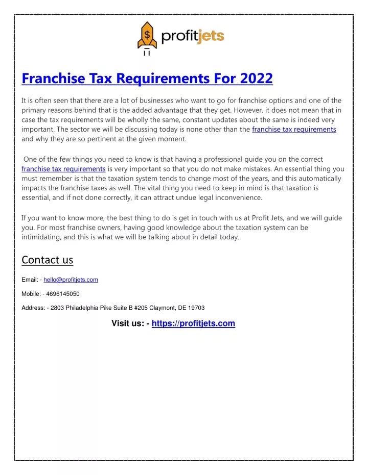 franchise tax requirements for 2022