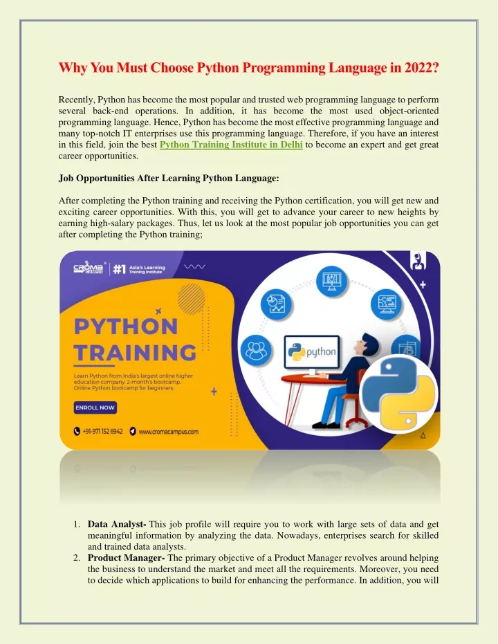 why you must choose python programming language