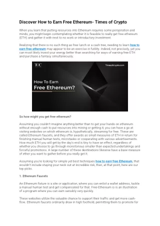 How to Earn Free Ethereum - Times of Crypto .