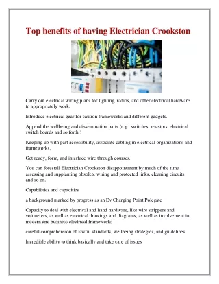 top benefits of having electrician crookston