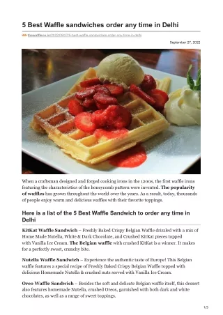 5 Best Waffle sandwiches order any time in Delhi