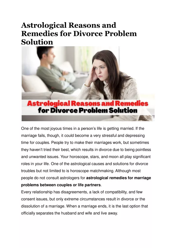 astrological reasons and remedies for divorce problem solution