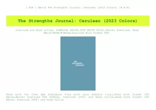 [ PDF ] Ebook The Strengths Journal Cerulean (2023 Colors) [R.A.R]