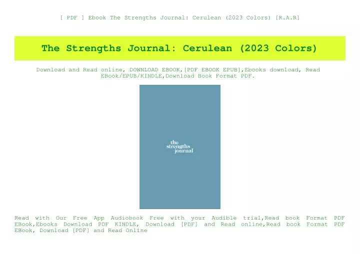 pdf ebook the strengths journal cerulean 2023
