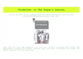(READ-PDF!) Vocabulum or The Rogue's Lexicon PDF eBook