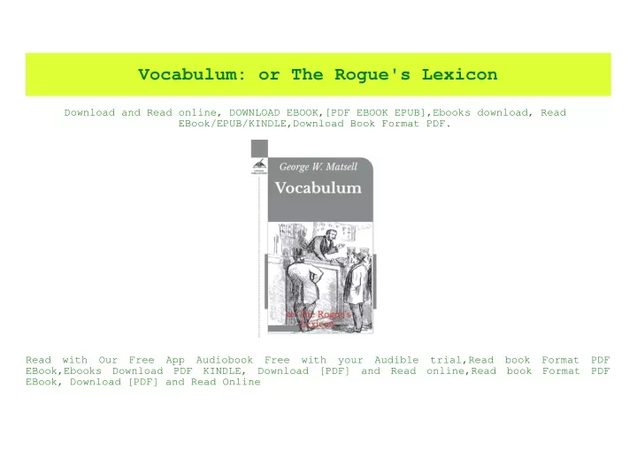 vocabulum or the rogue s lexicon