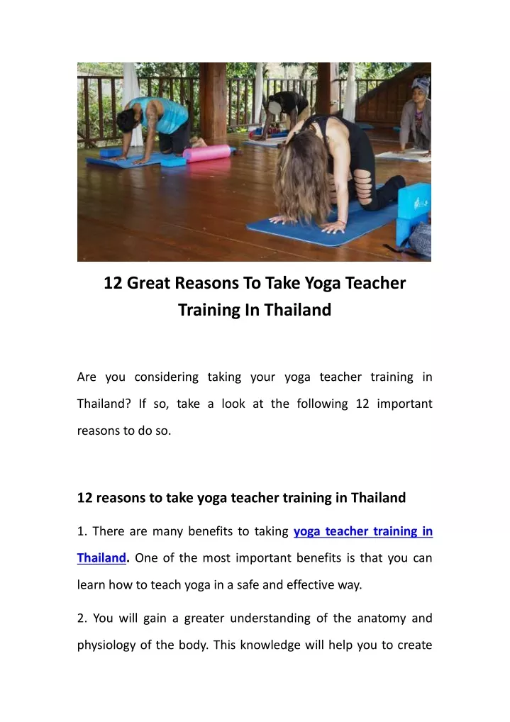 12 great reasons to take yoga teacher training