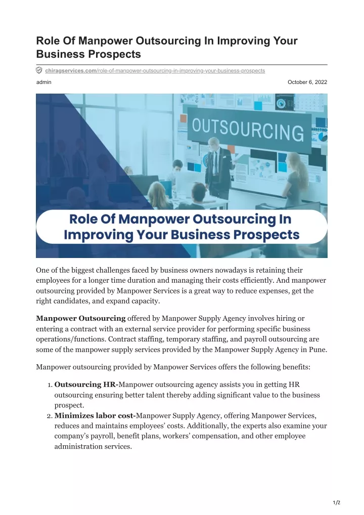 role of manpower outsourcing in improving your