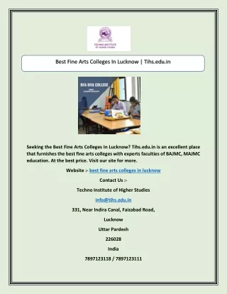 Best Fine Arts Colleges In Lucknow | Tihs.edu.in