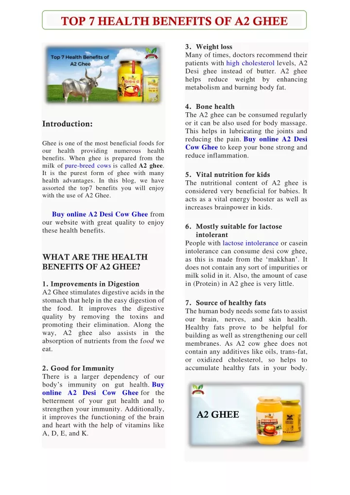 top 7 health benefits of a2 ghee