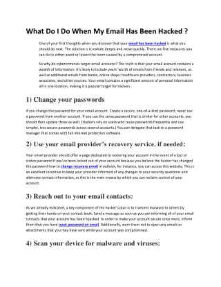 what do i do when my email has been hacked