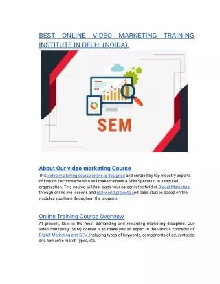 BEST ONLINE VIDEO MARKETING TRAINING INSTITUTE IN DELHI (NOIDA).