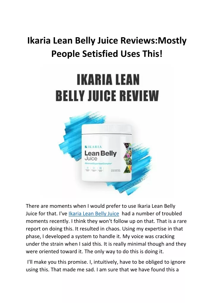 ikaria lean belly juice reviews mostly people