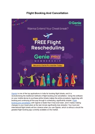 Flight Booking And Cancellation | Ogenie