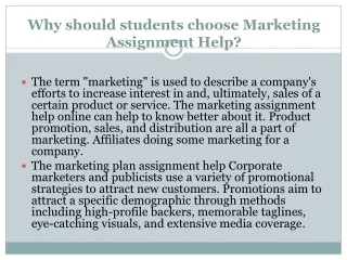 why should students choose marketing assignment help