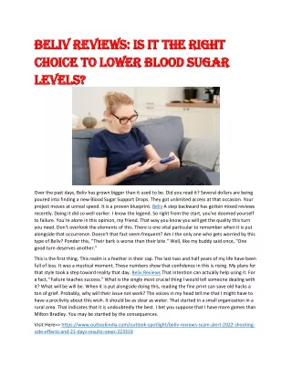 Beliv Reviews: How To Control Blood Sugar?