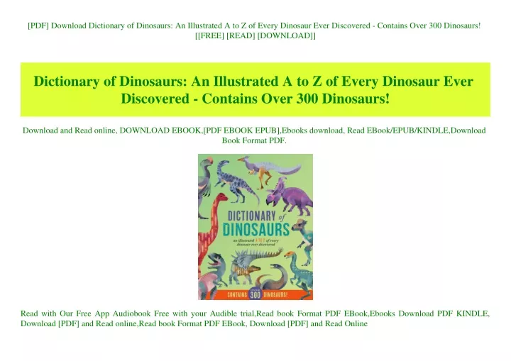 pdf download dictionary of dinosaurs