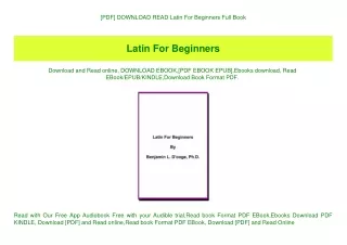 [PDF] DOWNLOAD READ Latin For Beginners Full Book
