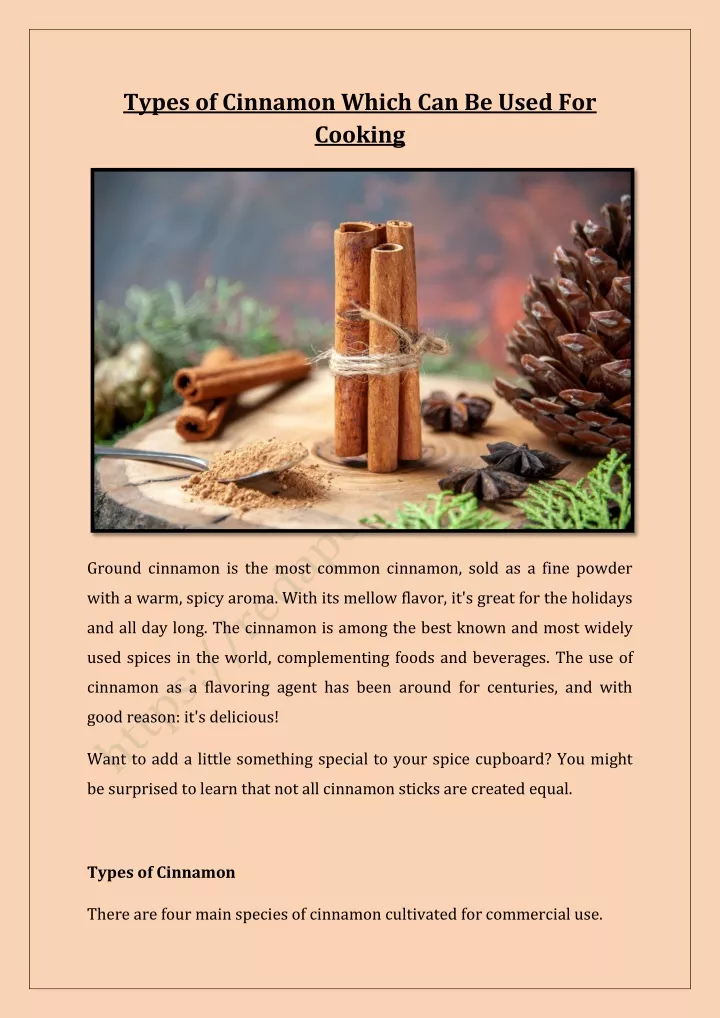 types of cinnamon which can be used for cooking