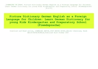 PPT - [DOWNLOAD IN @PDF] Picture Dictionary German English as a Foreign ...
