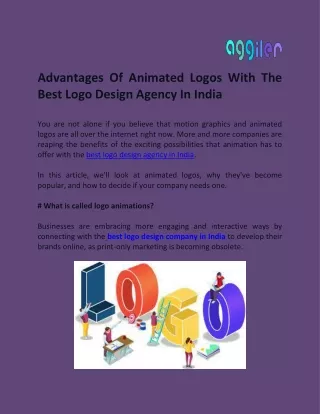 Advantages Of Animated Logos With The Best Logo Design Agency In India
