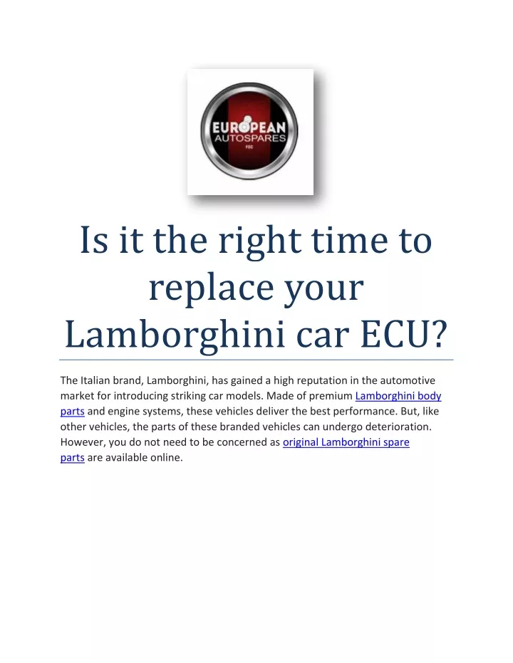 is it the right time to replace your lamborghini