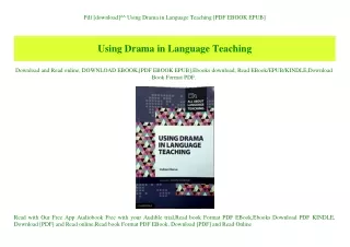 Pdf [download]^^ Using Drama in Language Teaching [PDF EBOOK EPUB]