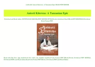 textbook$ Aniceti Kitereza A Tanzanian Epic READ PDF EBOOK