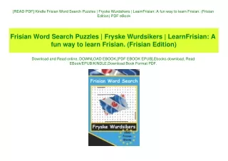 [READ PDF] Kindle Frisian Word Search Puzzles  Fryske Wurdsikers  LearnFrisian A fun way to learn Frisian. (Frisian Edit