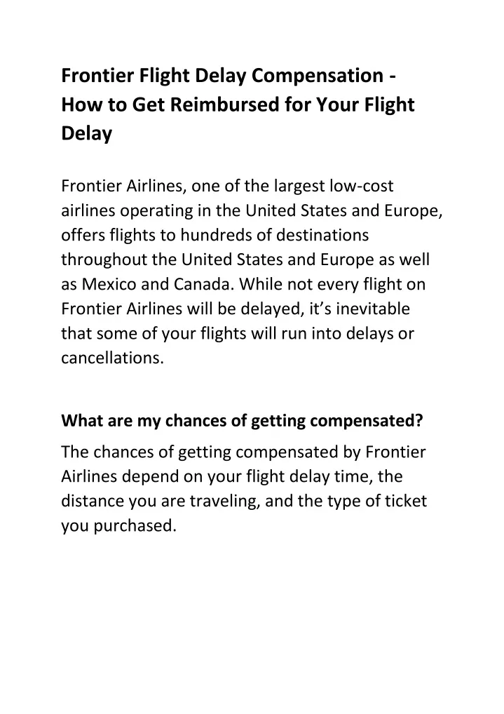 frontier flight delay compensation