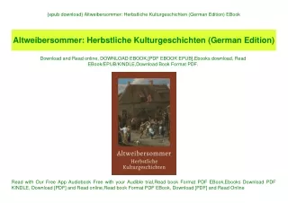 {epub download} Altweibersommer Herbstliche Kulturgeschichten (German Edition) EBook