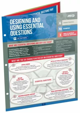 Designing and Using Essential Questions Quick Reference Guide