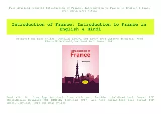 free download epub introduction of france