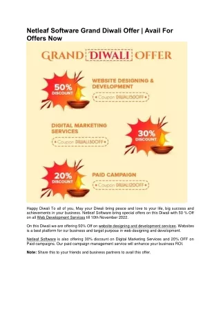 Netleaf Software Grand Diwali Offer - Avail For Offers Now
