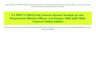 ((Read_[PDF])) LA PROVA ORALE del Concorso Docenti Strategie per una Progettazione Didattica Efficace (con Esempi e Slid